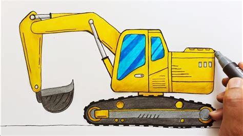 how to draw a mini excavator|rotavator drawing easy.